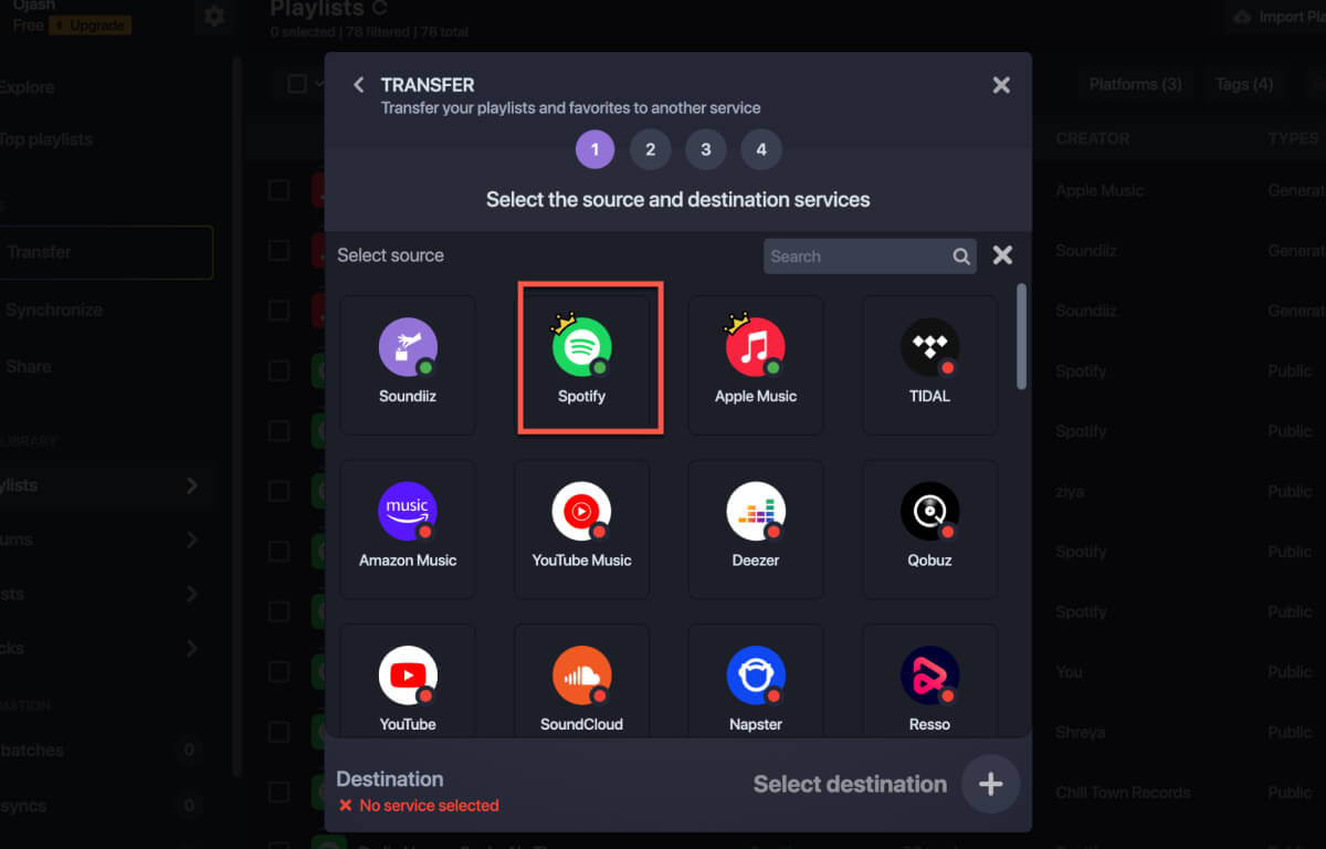 Select Spotify Transfer Spotify Playlist To Apple Music