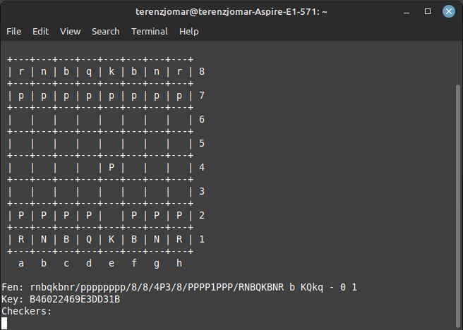 Terminal Stockfish Command D Shows A Virtual Chess Board
