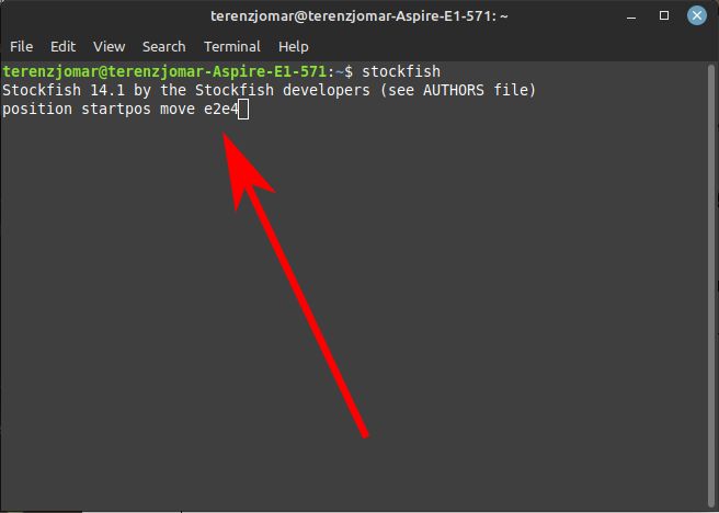 Terminal Stockfish Command Position Startpos Move E2e4