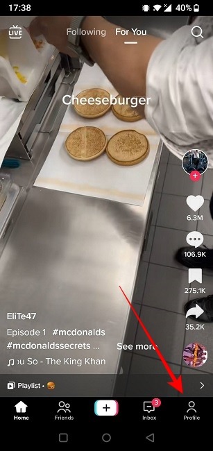 Profile button on TikTok.