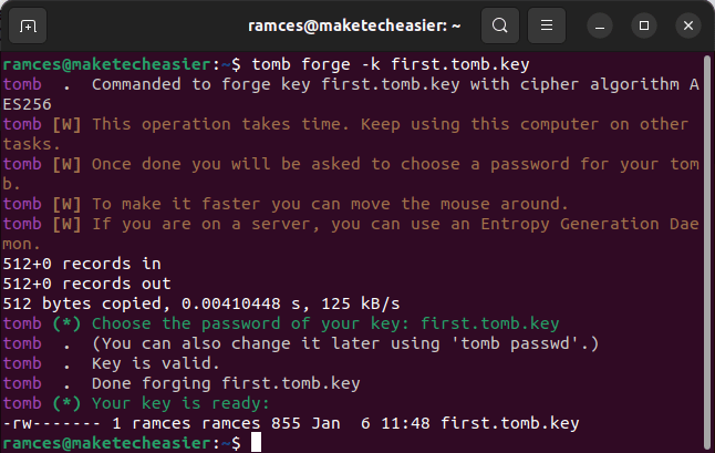 Tomb Encrypt Files 10 Create Key