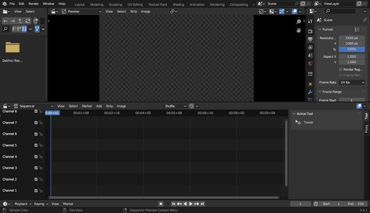 The Blender 3D Renderer's landing screen.