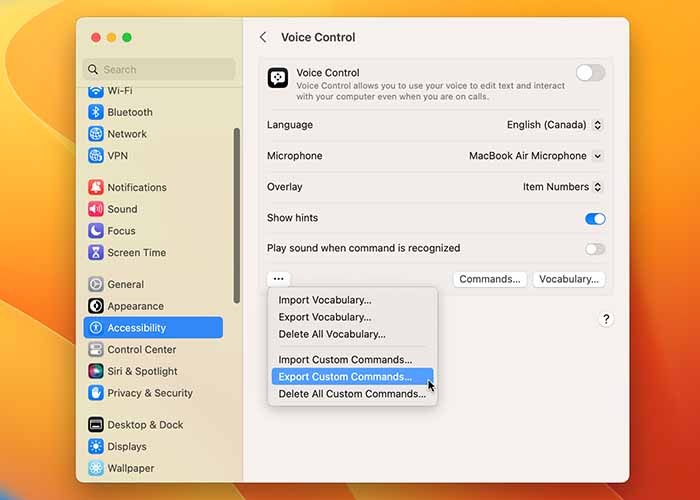 Using Voice Control On Mac Export Command