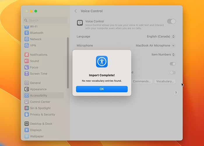 Using Voice Control On Mac Import Complete