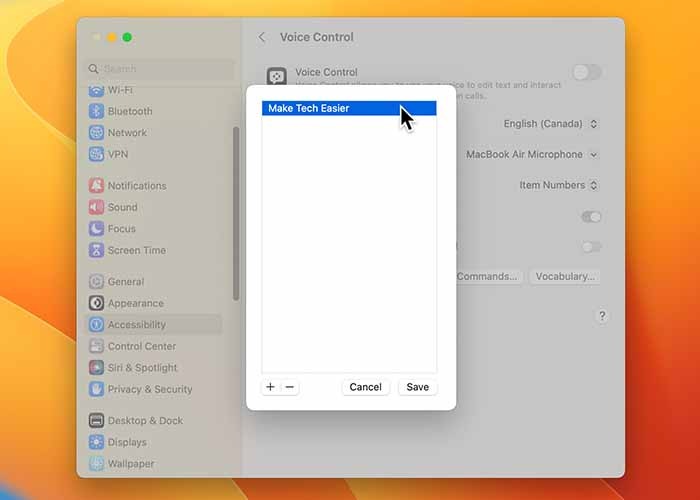 Using Voice Control On Mac Select Vocabulary To Delete