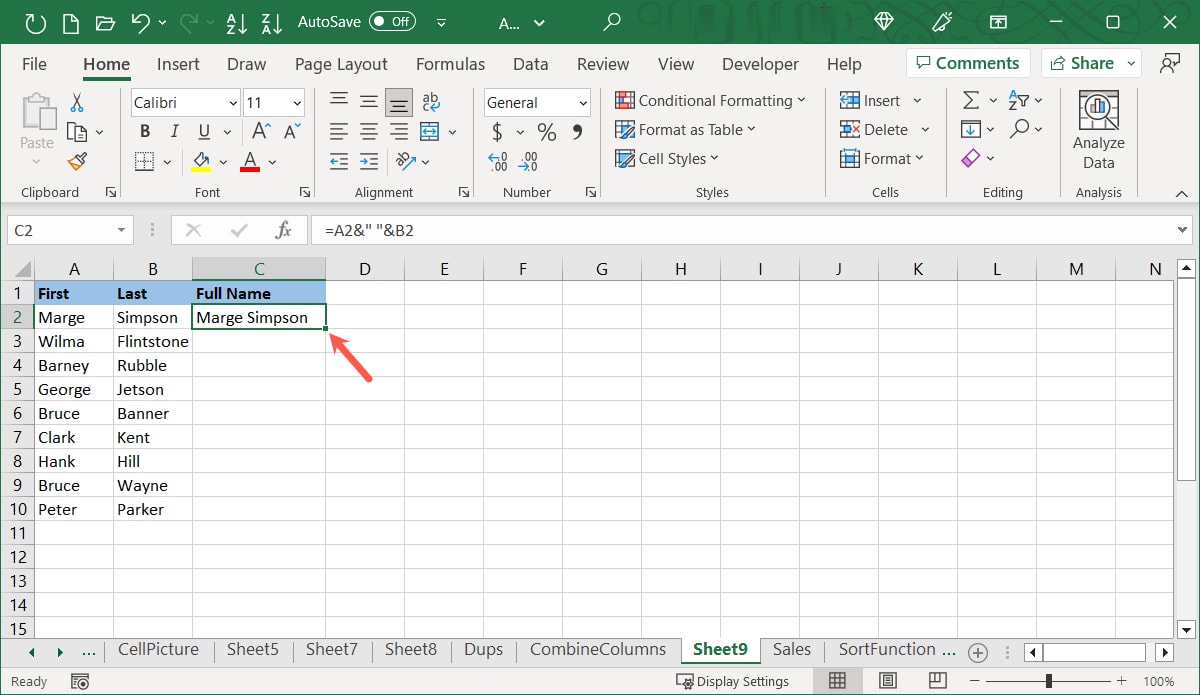 Excel Fill Handle