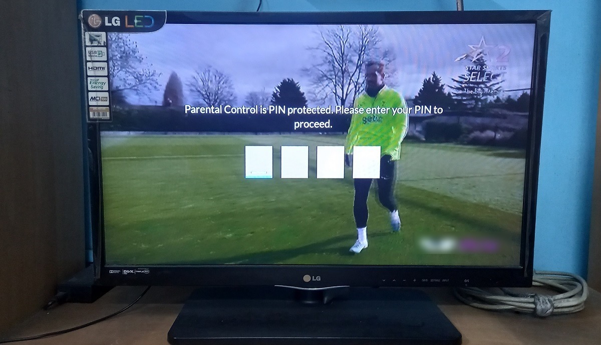 Parental controls PIN entered on a smart television model.