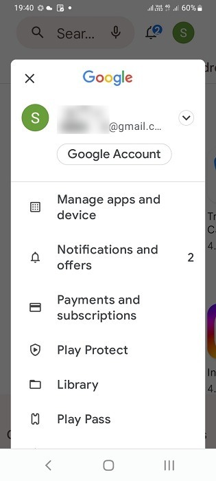 Saved Profile in the Google Play app of an Android smartphone.