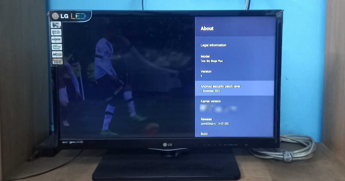Android Security patch level on an Android television.