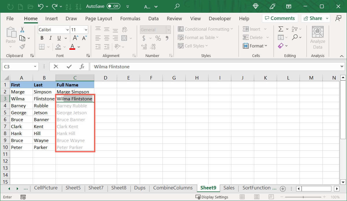 Automatic Flash Fill preview