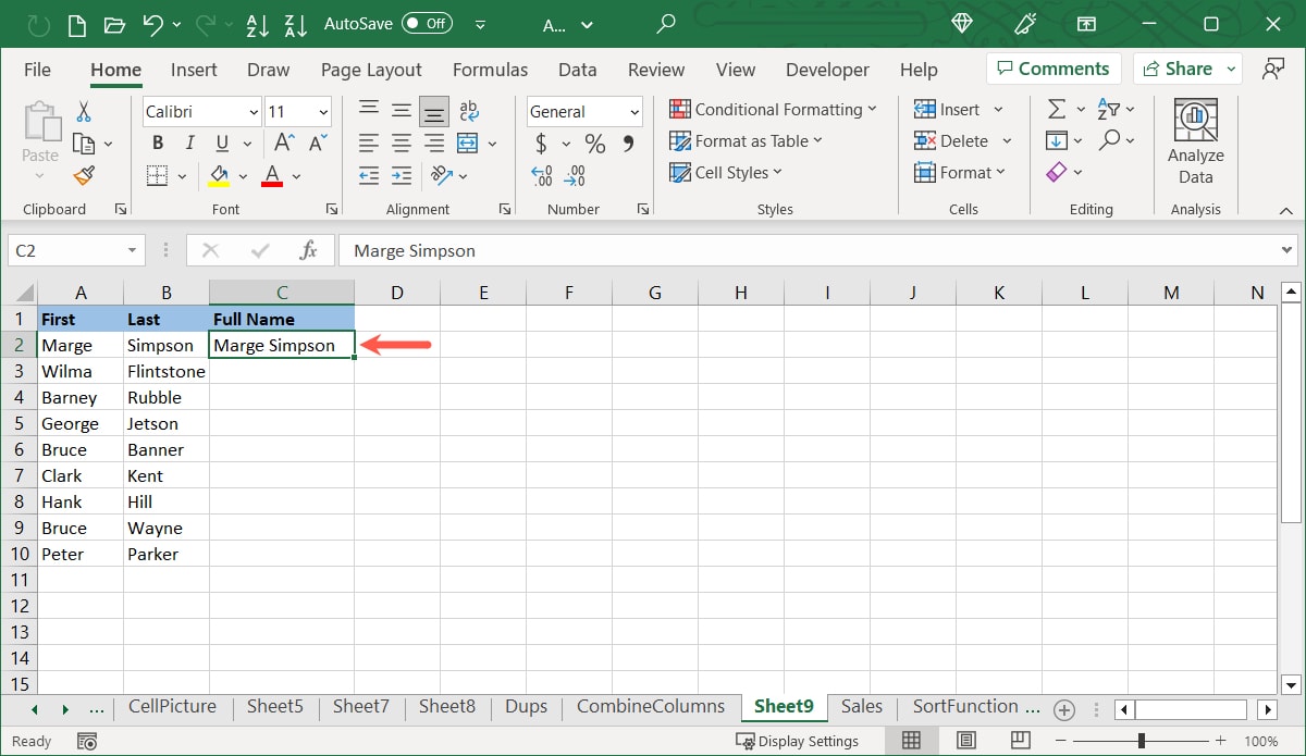 Cell with the combined text
