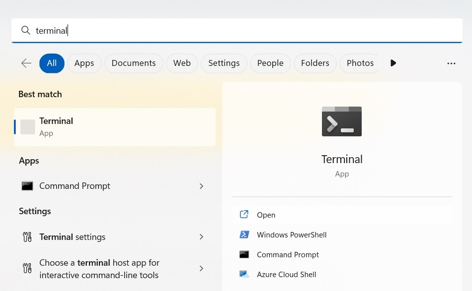 Launching Command Prompt and PowerShell in Terminal app of Windows 11.
