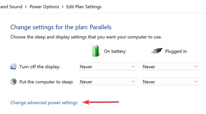 "Change advanced power settings" option in Control Panel. 