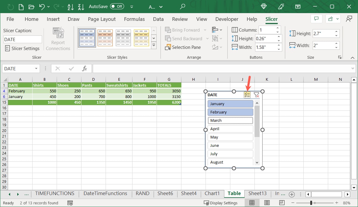 Slicer Mutli-Select button