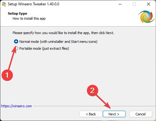Installing Winaero Tweaker on Windows. 