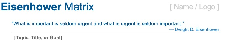 Eisenhower Matrix template for Google Sheets name and title