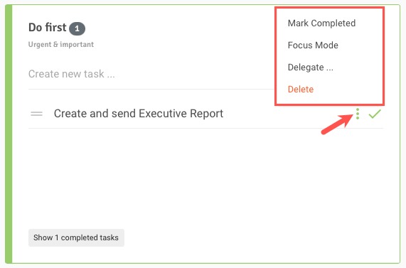 Eisenhower.me task actions