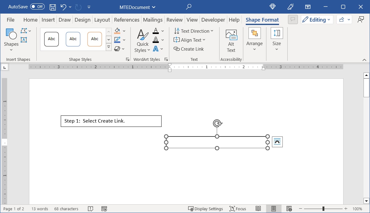 Empty text box to connect