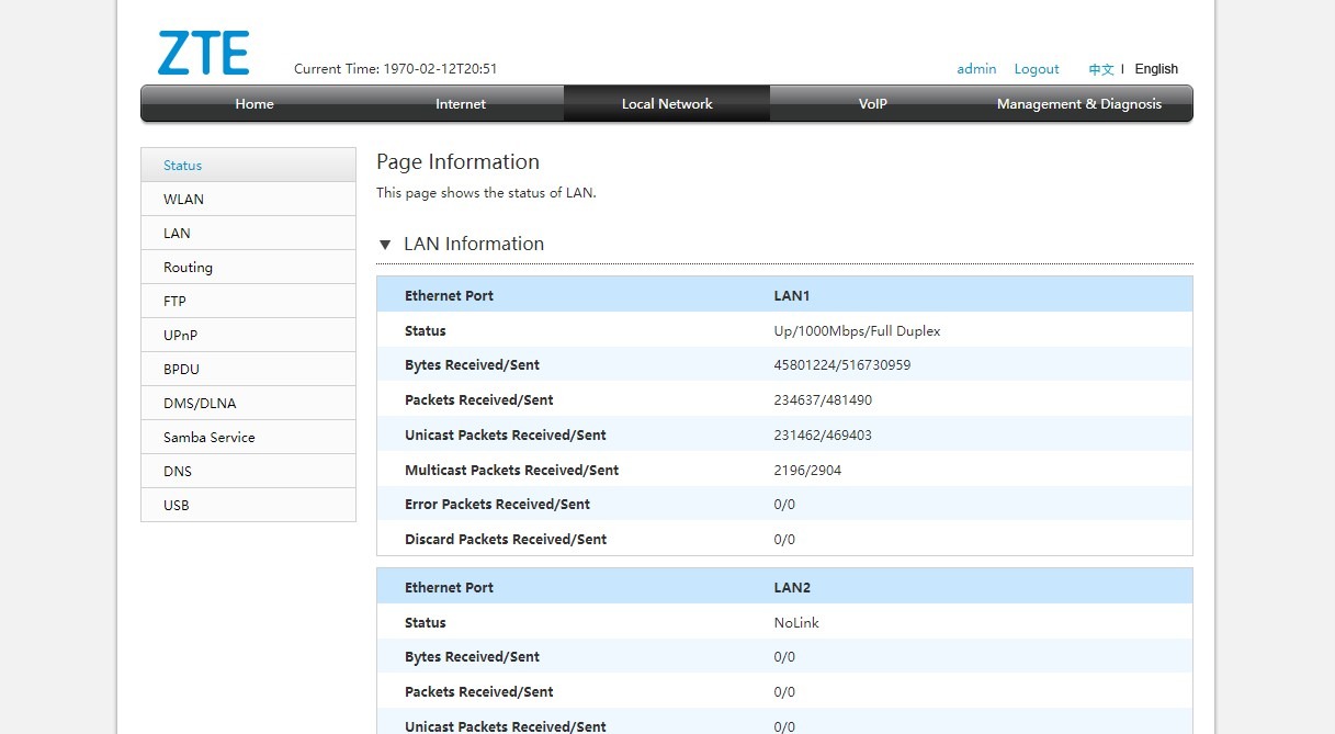 LAN information in router page. 