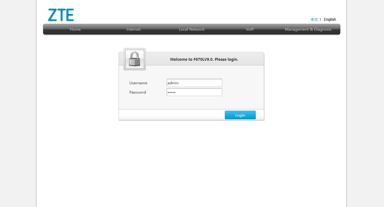 Router login window.