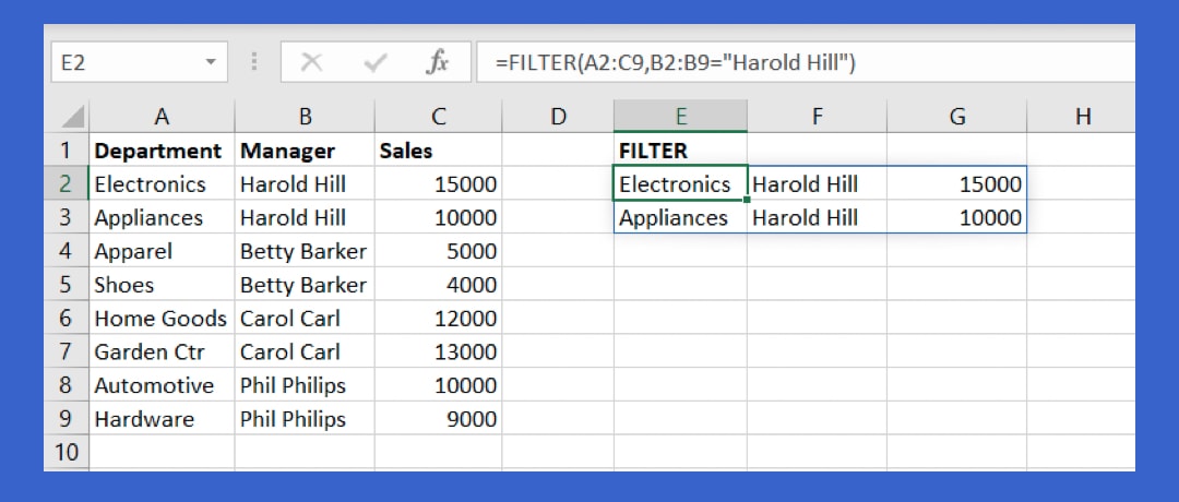 Filter formula with one condition