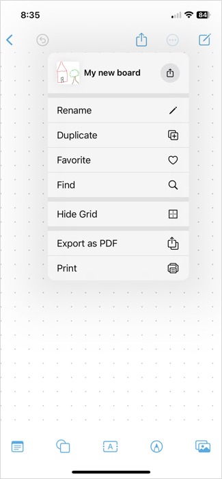 Freeform more actions on iPhone