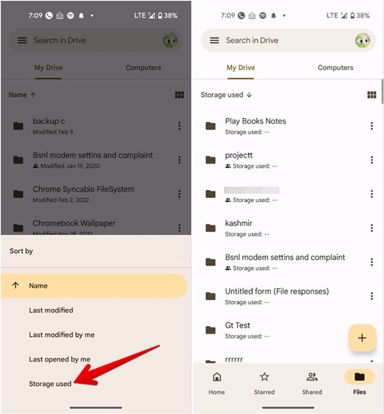 Google Drive Mobile Sort Storage Files And Folders