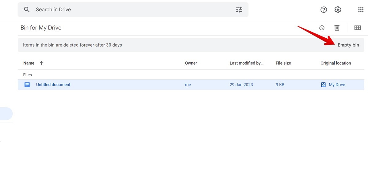 Google Drive Pc Empty Bin