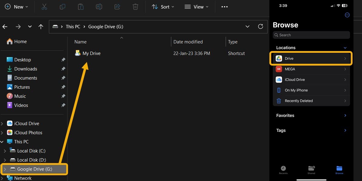 Google Drive folder on PC.