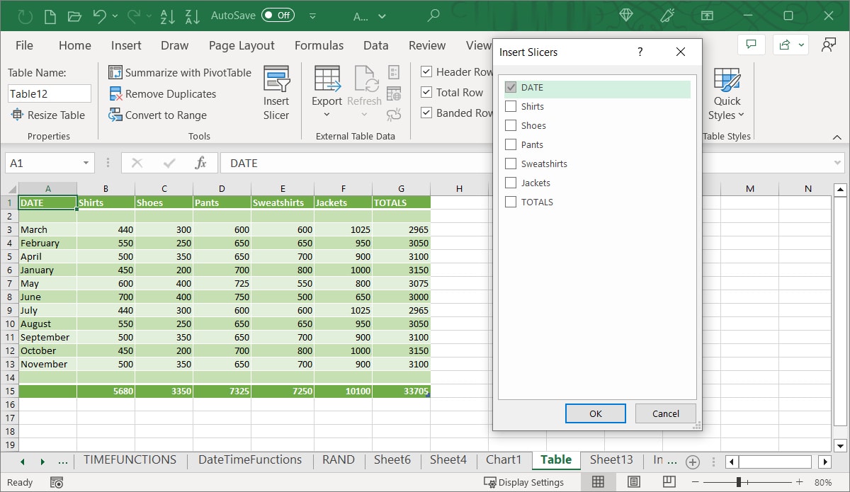 Single box checked for a Slicer