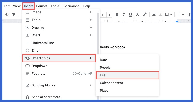 File in the Smart Chips menu