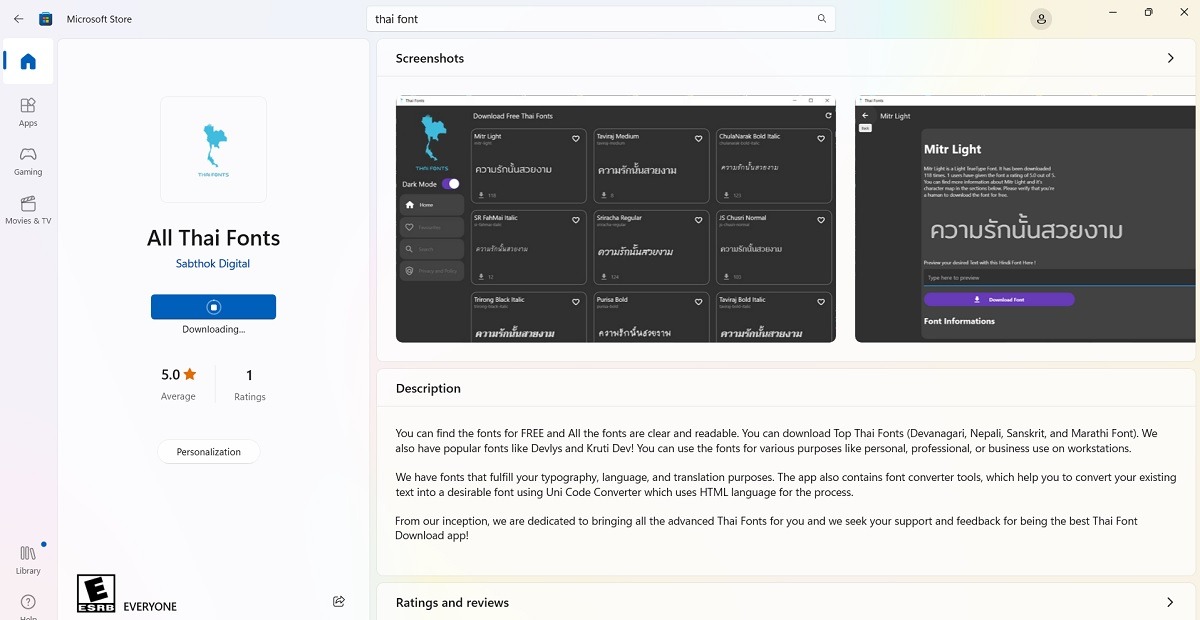 Download select fonts for other languages from Microsoft Store. 