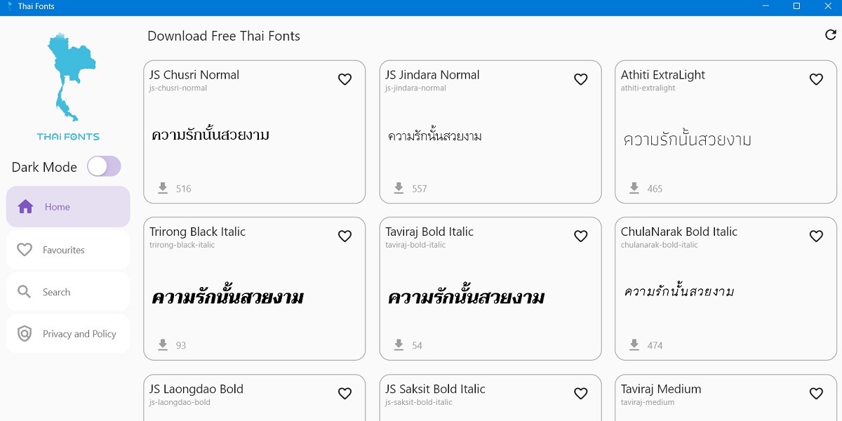 Download the varieties of various select fonts for other languages. 