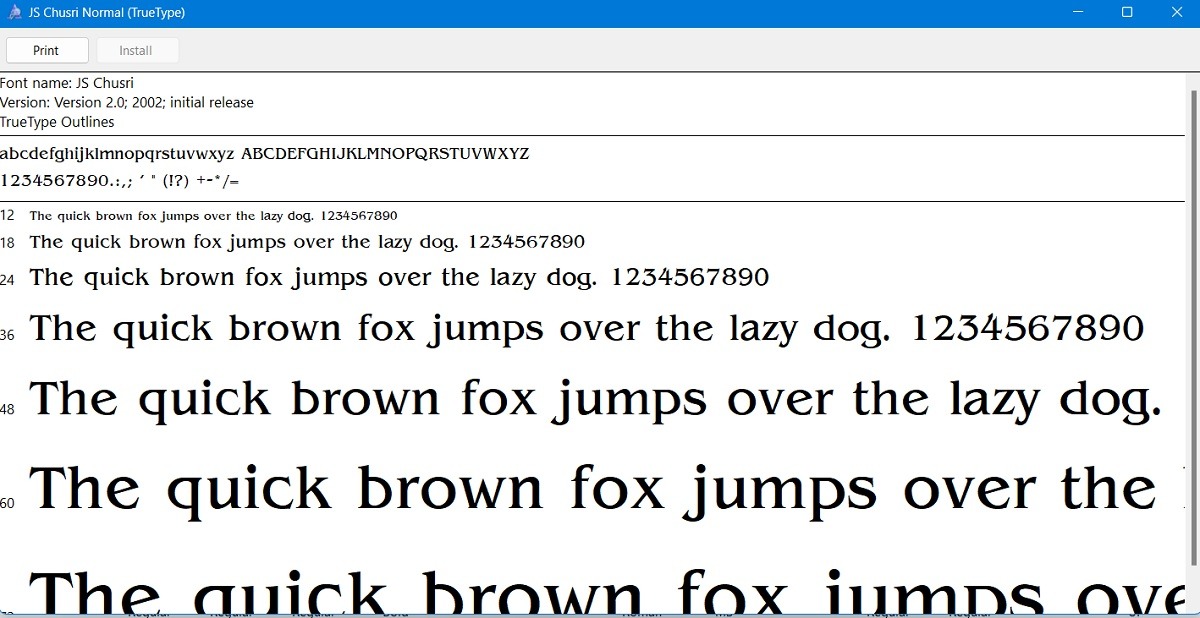 Preview selected font from Control Panel.