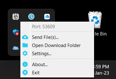LANDrop icon in Windows tray.