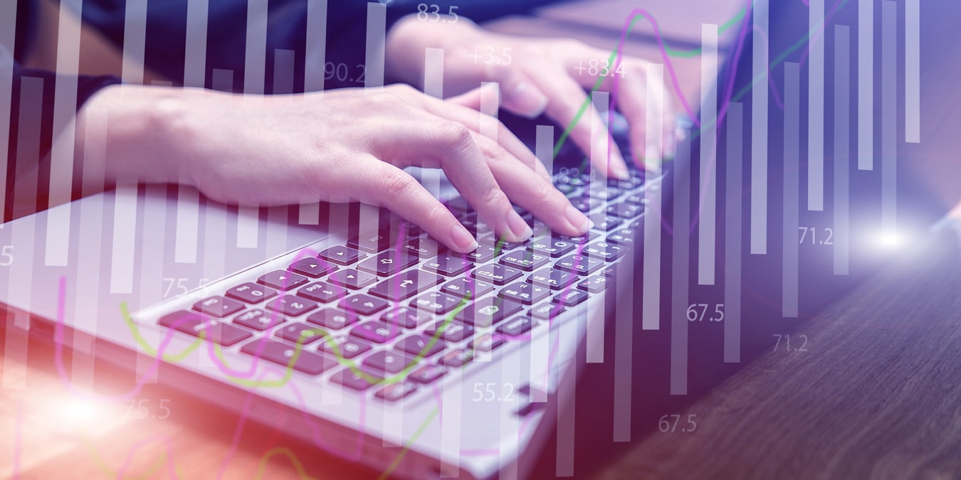 Laptop with data in columns