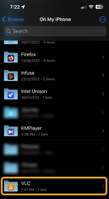 "On My iPhone" section view on iPhone.