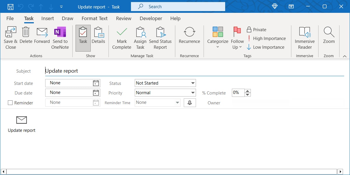 New Task from the Quick Step