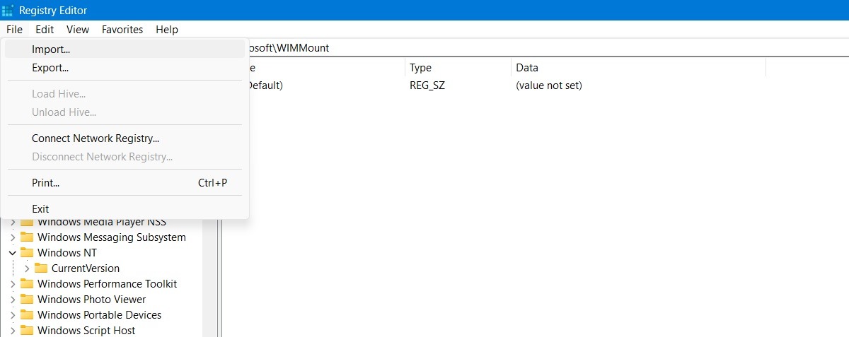 backup-restore-registry-regedit Import registry key from File Import menu.