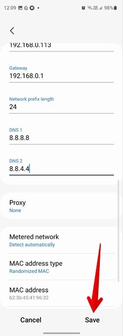 Saving changes on  Samsung Galaxy phones.
