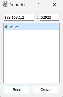 Sending files to iPhone from LANDrop for Windows.