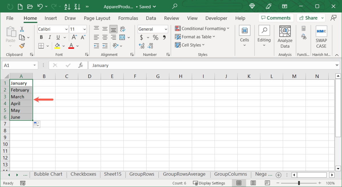 Selected cells to copy