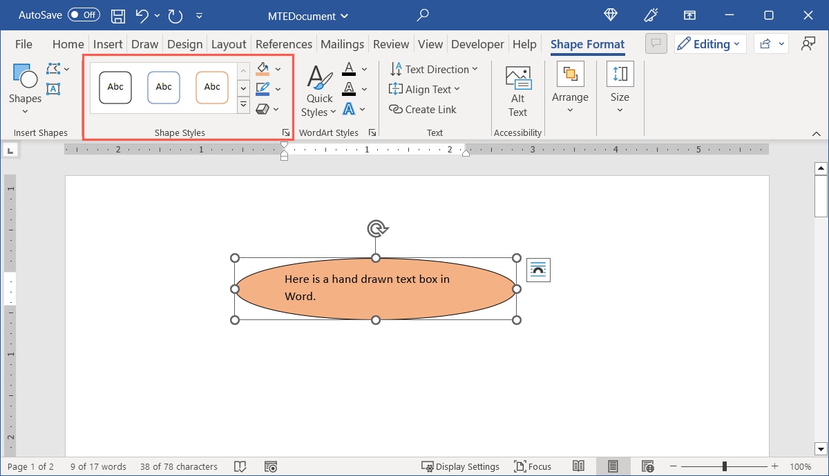 Shape Styles on the Shape Format tab