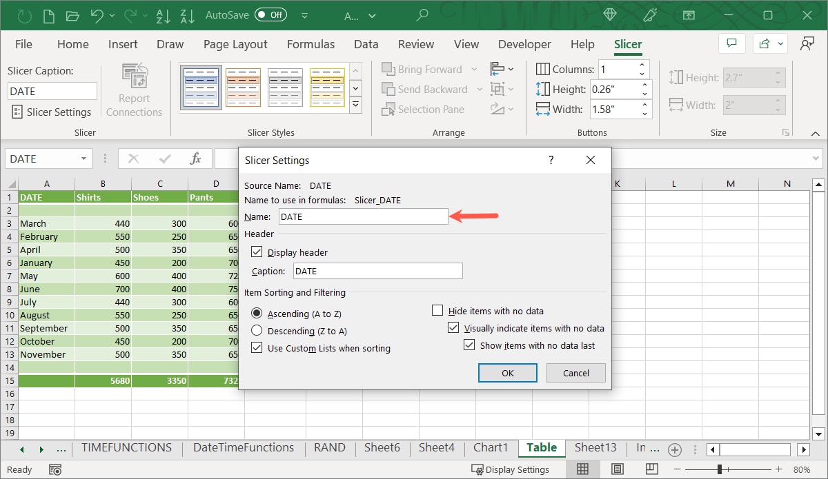 Slicer Settings Name field