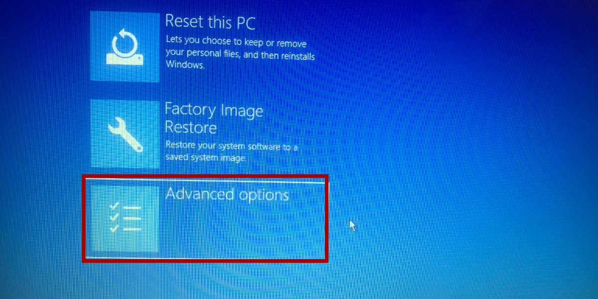 Troubleshoot menu in BIOS.