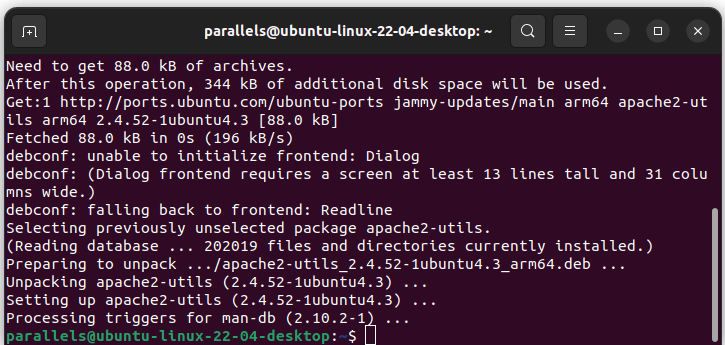 Ubuntu Set Up Subversion Apache2 Utils Installation Complete