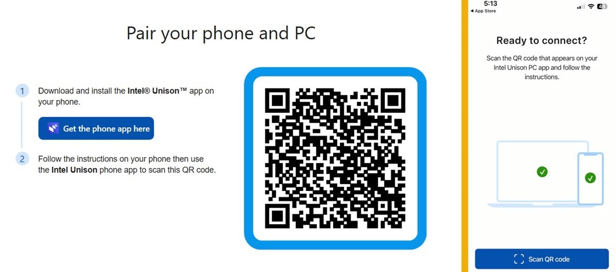 Pairing Intel Unison with iOS device.