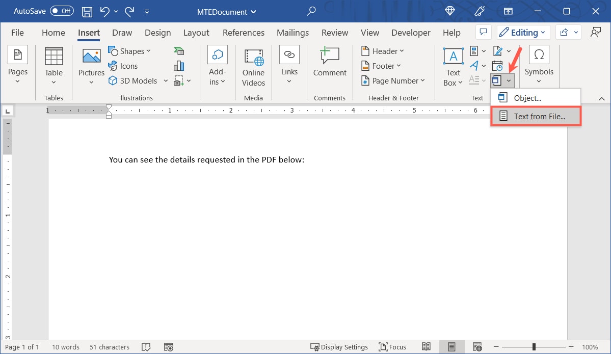 Text From File in the Object menu