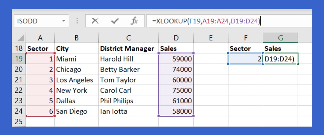 Xlookup formula with a cell reference