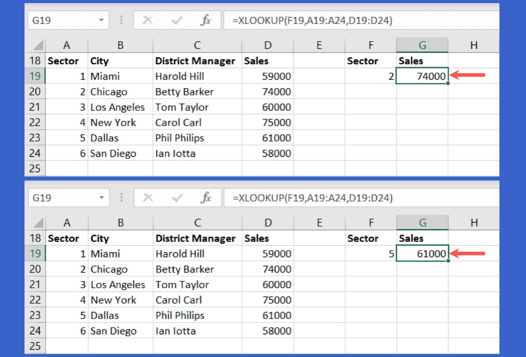 Xlookup formula with a cell reference updated